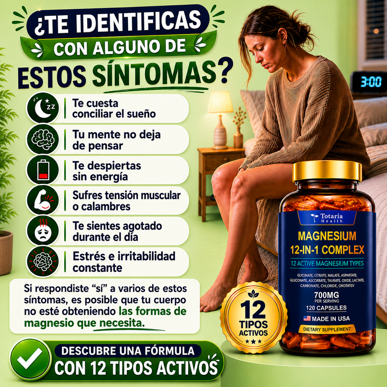 MAGNESIO 12 EN 1 | menos estrés, mejor sueño y más energía real cada día.