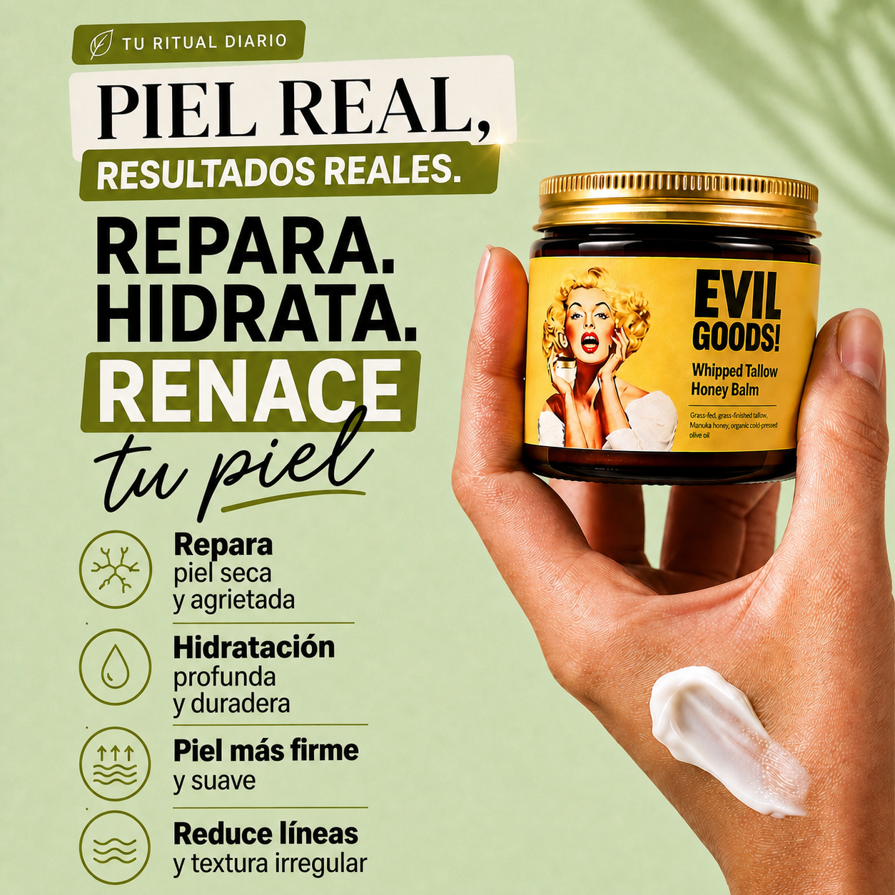 EVIL GOODS DE 100 ML EN CAJA + REGALO | Nutre profundamente y recupera la barrera natural de tu piel.