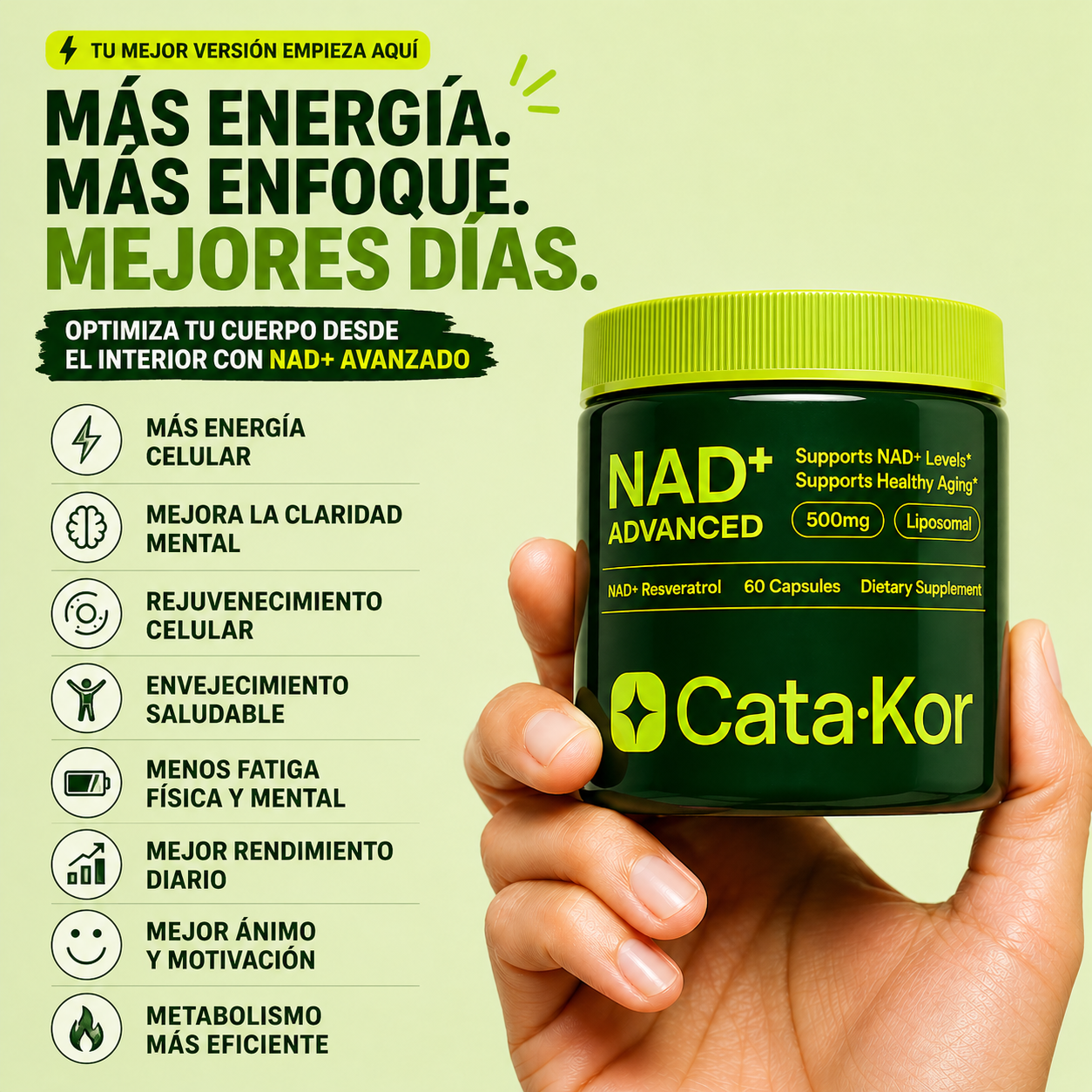 CATA-KOR NAD | no es la edad, es tu energía apagada. Vuelve a sentirte joven y activo.