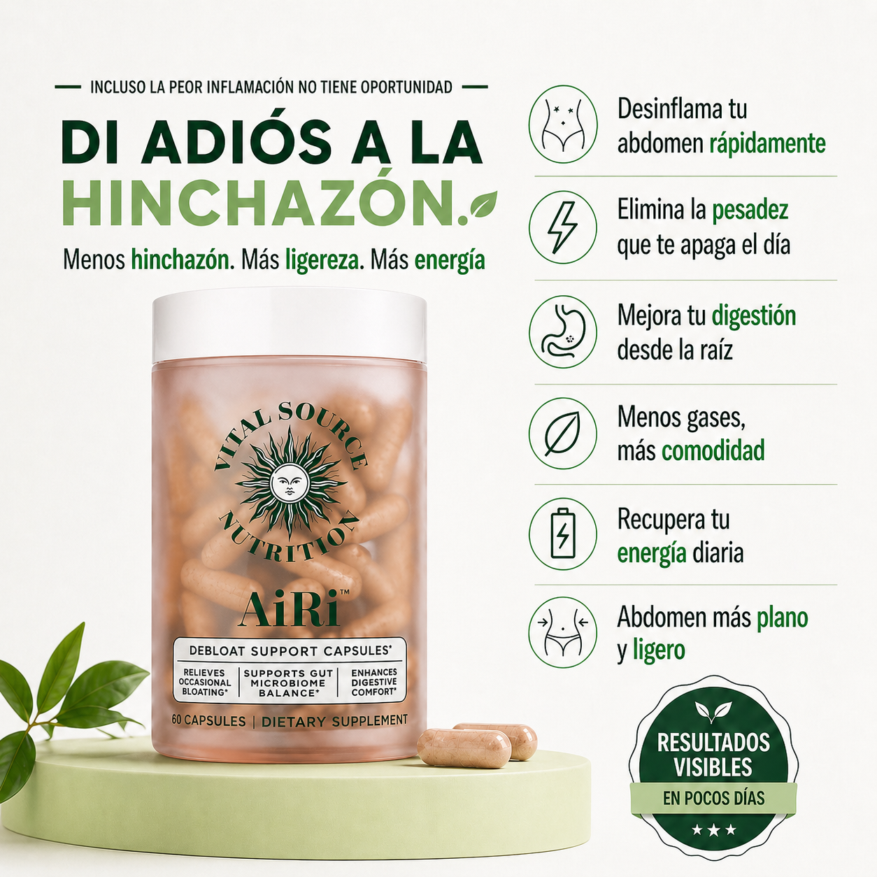 AIRI VITAL SOURCE NUTRITION | menos hinchazón, más ligereza.