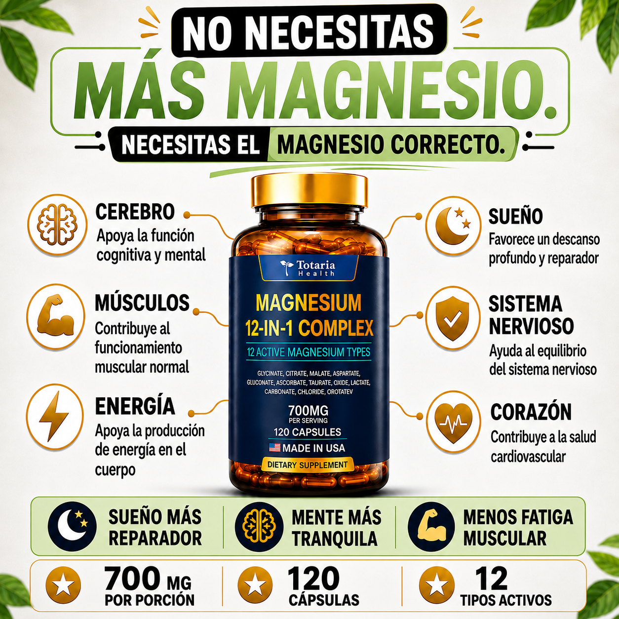MAGNESIO 12 EN 1 | menos estrés, mejor sueño y más energía real cada día.